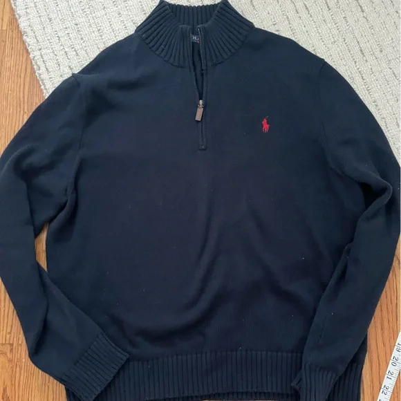 Polo by Ralph Lauren Men's dark navy quarter zip sweater size x-large - Picture 1 of 6